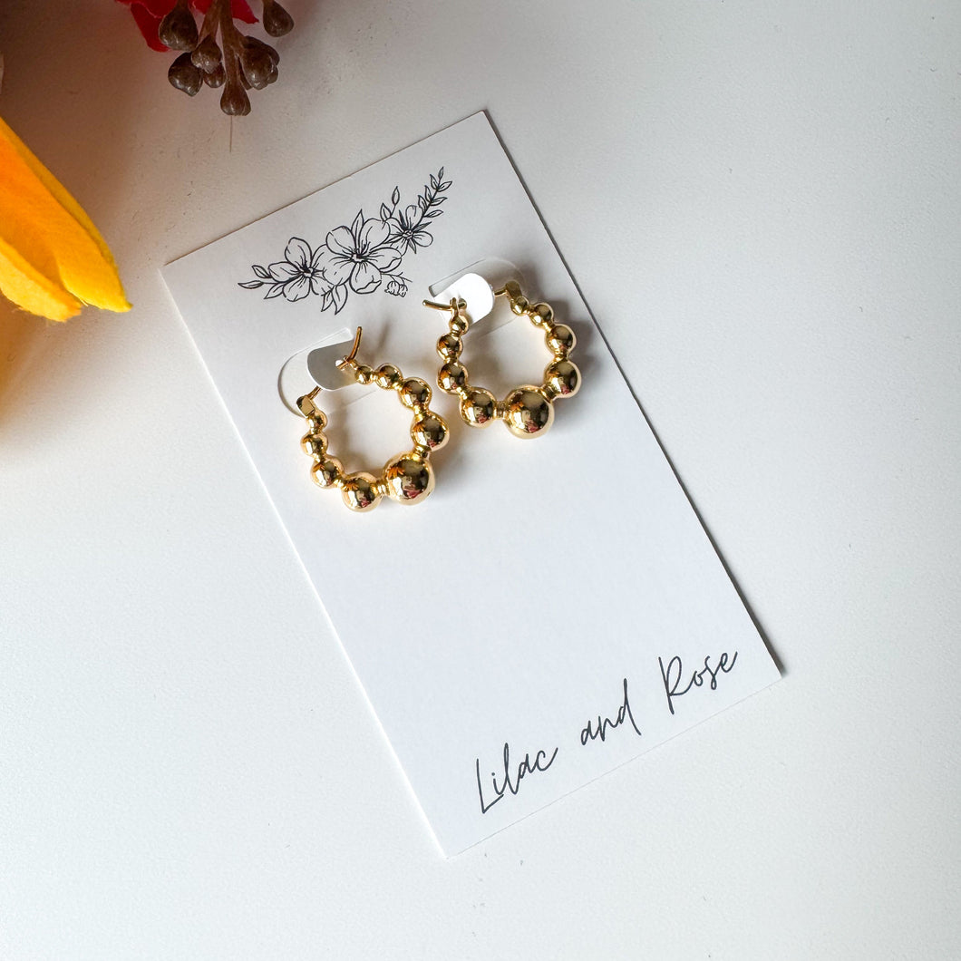 Solid Metallic Ball Bead Hoop Earrings – Bold Shine with a Sculptural Edge