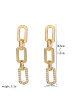 Load image into Gallery viewer, Gold Chain Link Rhinestone Decor Plate Stud Earrings
