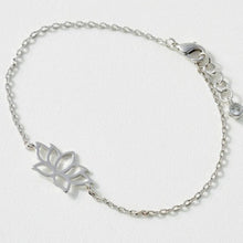 Load image into Gallery viewer, Lotus Charm Brass Bracelet
