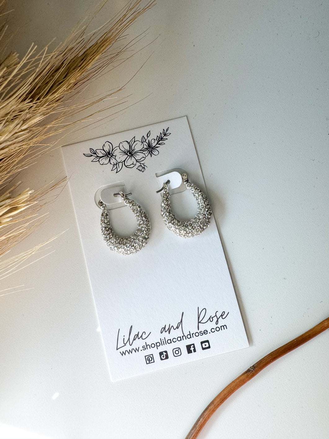 Pave Graduated Latch Hoop Earrings