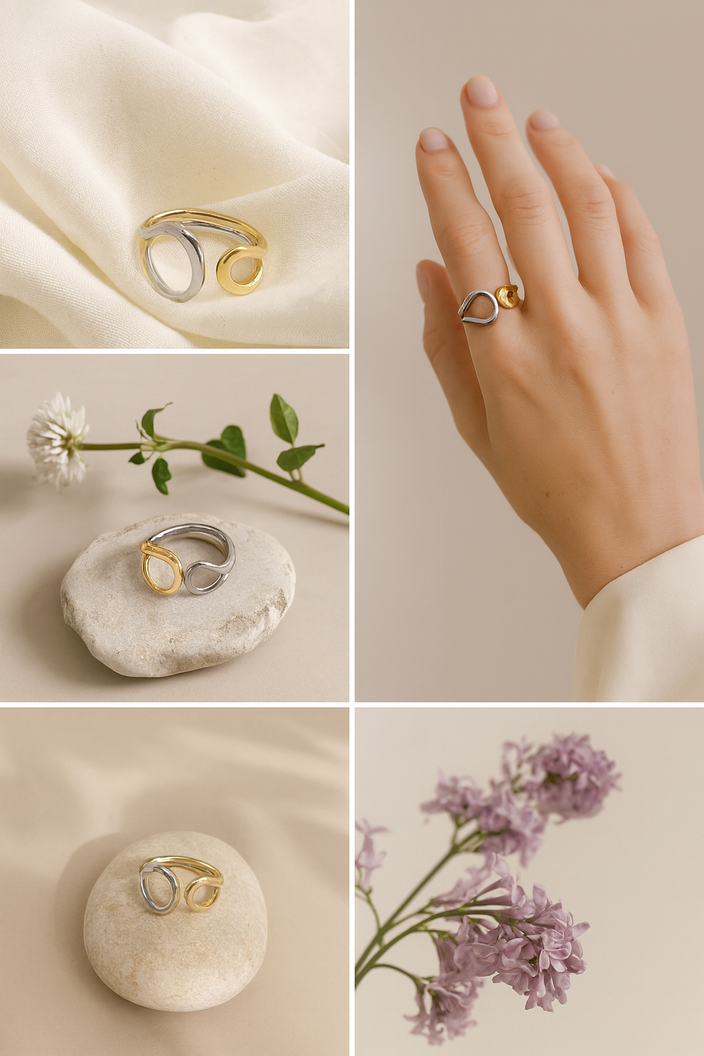 ✨ Two Tone Looped Open Band Ring