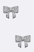 Load image into Gallery viewer, Cubic Zirconia Petite Bow Stud Earrings
