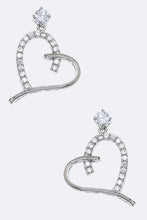 Load image into Gallery viewer, Cubic Zirconia Dangling Heart Earrings
