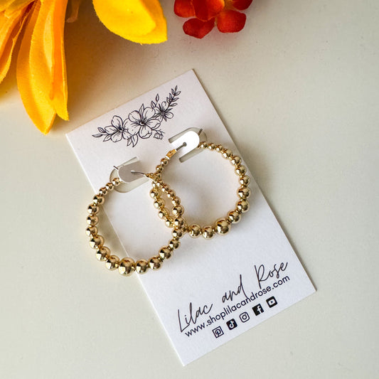 ✨ Metallic Ball Beaded Hoop Earrings