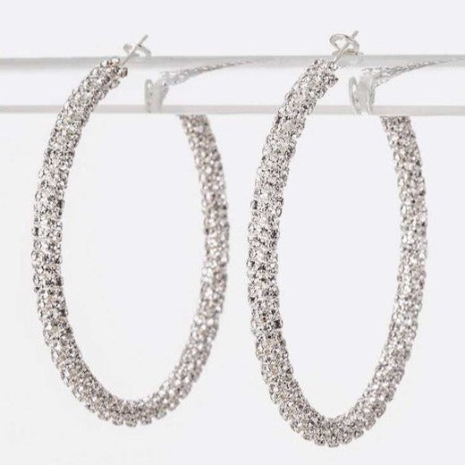 60 MM Rhinestone Wrap Around Iconic Hoop Earrings