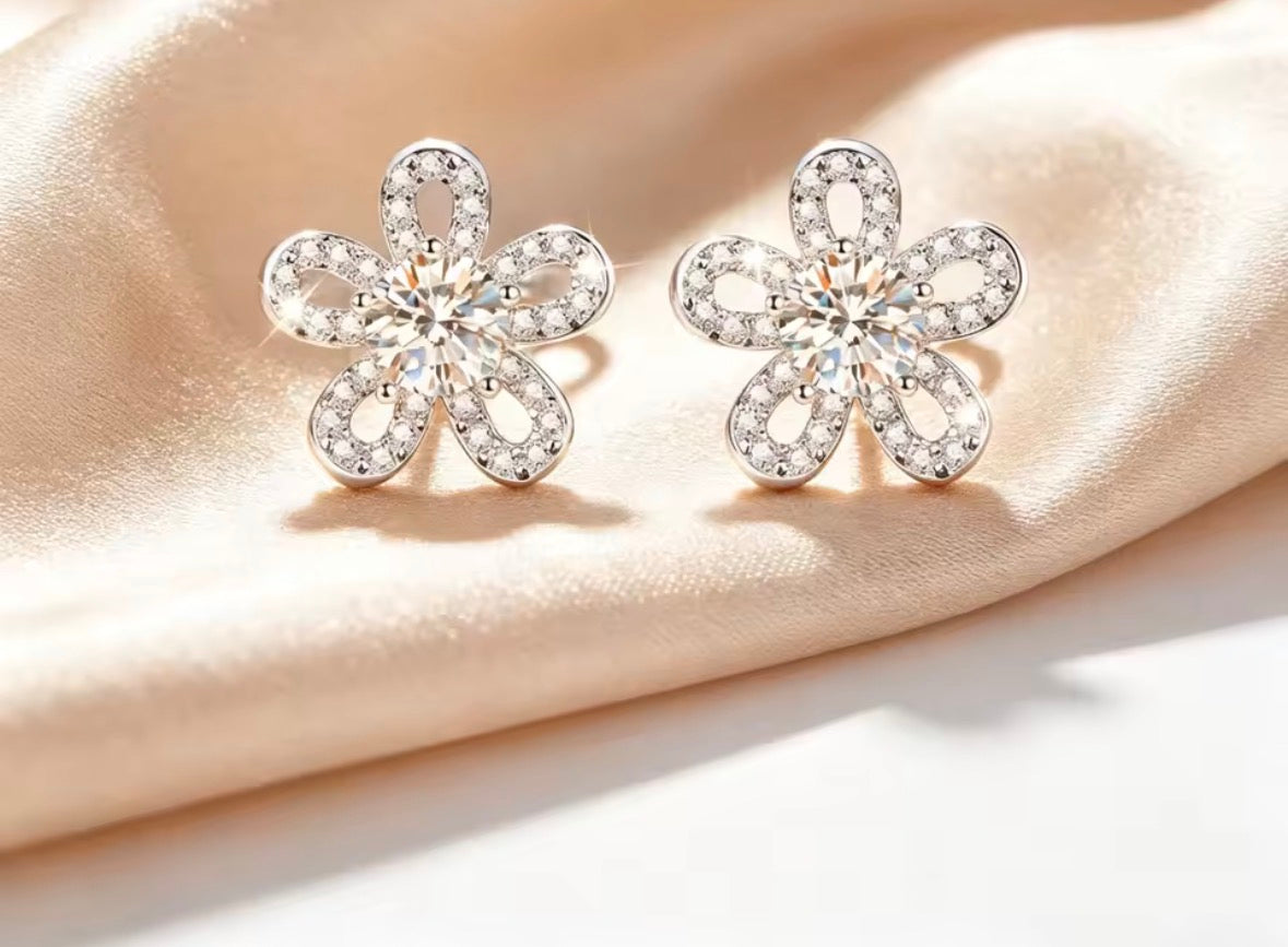 Bloom Flower Moissanite Studs