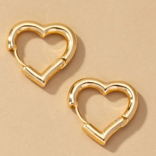 Heart shape hinged huggie hoop earrings
