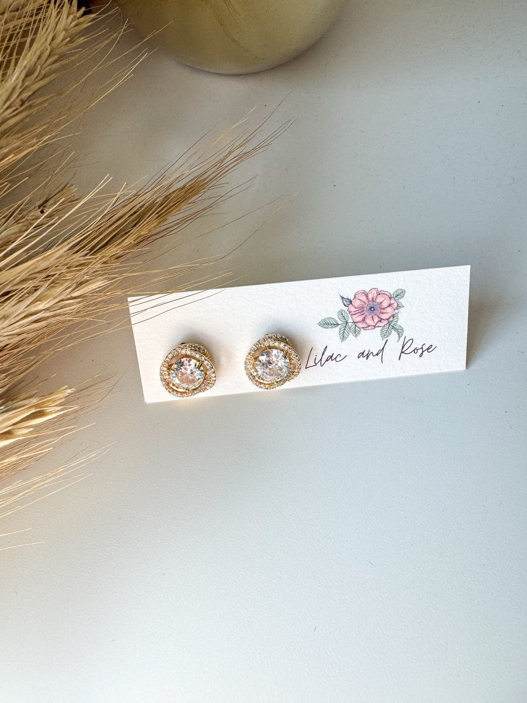 CZ Knot Halo Stud Earrings