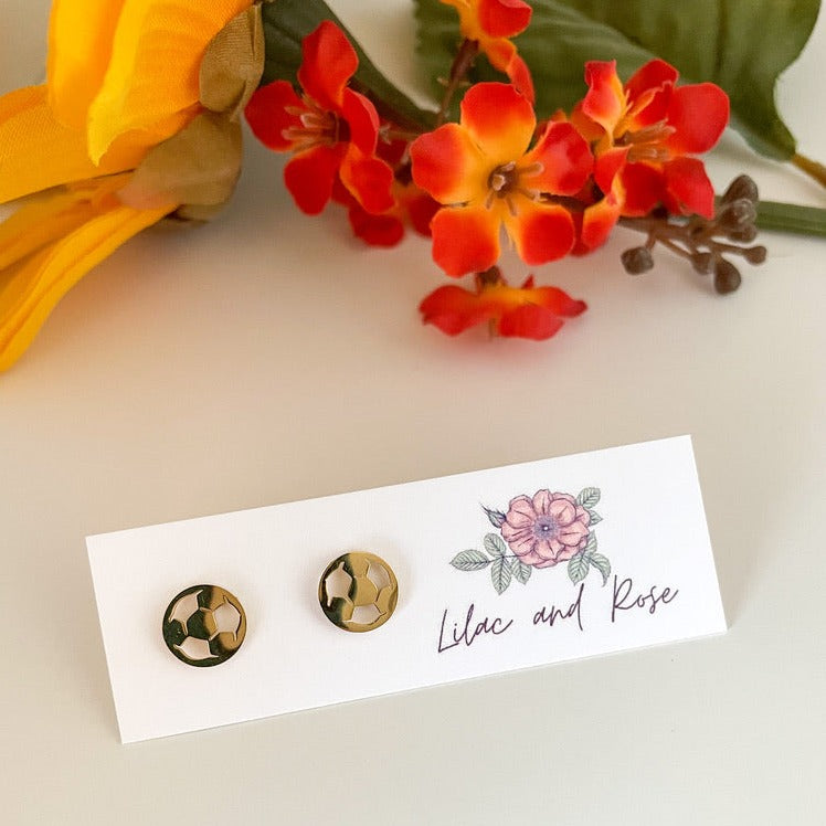 soccer stud earrings game day Lilac and Rose
