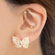 Load image into Gallery viewer, Crystal Butterfly Earrings Gold

