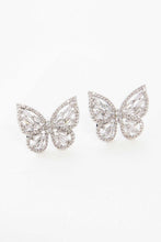 Load image into Gallery viewer, Crystal Butterfly Earrings Silver
