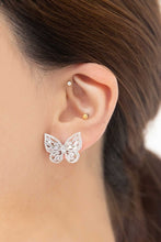 Load image into Gallery viewer, Crystal Butterfly Earrings Silver
