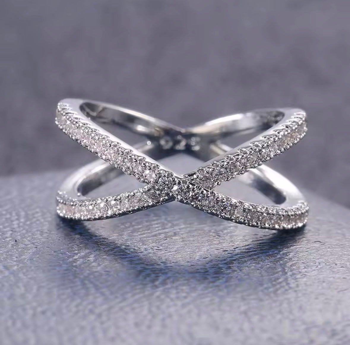 CZ Cross X Ring