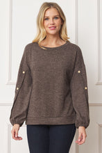 Load image into Gallery viewer, Drop Shoulder Button Sleeve Detail Top
