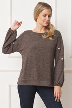 Load image into Gallery viewer, Drop Shoulder Button Sleeve Detail Top
