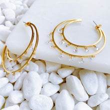 Load image into Gallery viewer, Doubled Hoop Crystal Dangle Earrings
