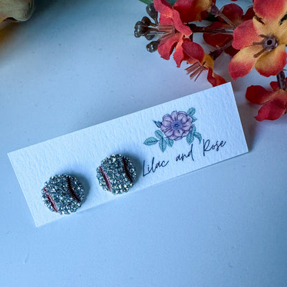 bling sports stud earrings sparkly game day Lilac and Rose