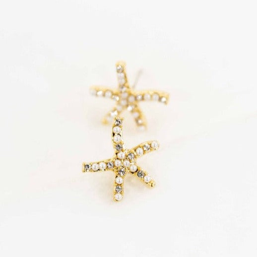 Starfish Stone and Pearl Earrings