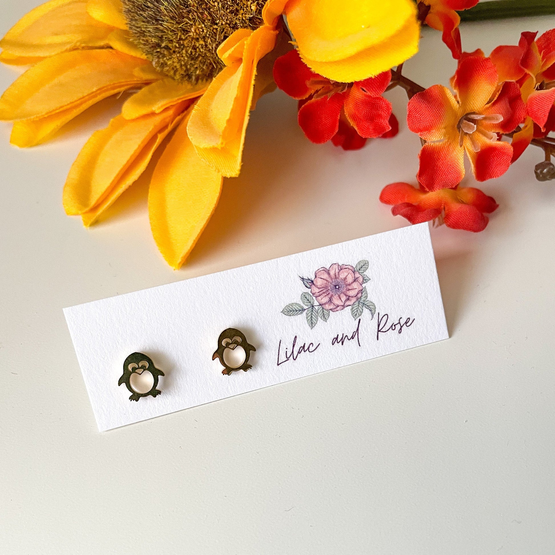 cute winter earrings Lilac and Rose