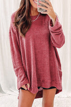 Load image into Gallery viewer, Women Waffle Knit High Slits Oversized Top
