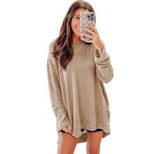 Load image into Gallery viewer, Women Waffle Knit High Slits Oversized Top
