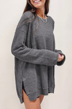 Load image into Gallery viewer, Women Waffle Knit High Slits Oversized Top
