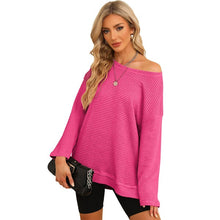 Load image into Gallery viewer, Women Waffle Knit High Slits Oversized Top
