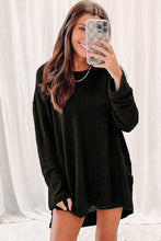 Load image into Gallery viewer, Women Waffle Knit High Slits Oversized Top
