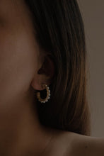 Load image into Gallery viewer, Studded Pearl Hoop Earrings
