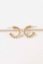 Load image into Gallery viewer, Studded Pearl Hoop Earrings
