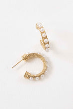 Load image into Gallery viewer, Studded Pearl Hoop Earrings
