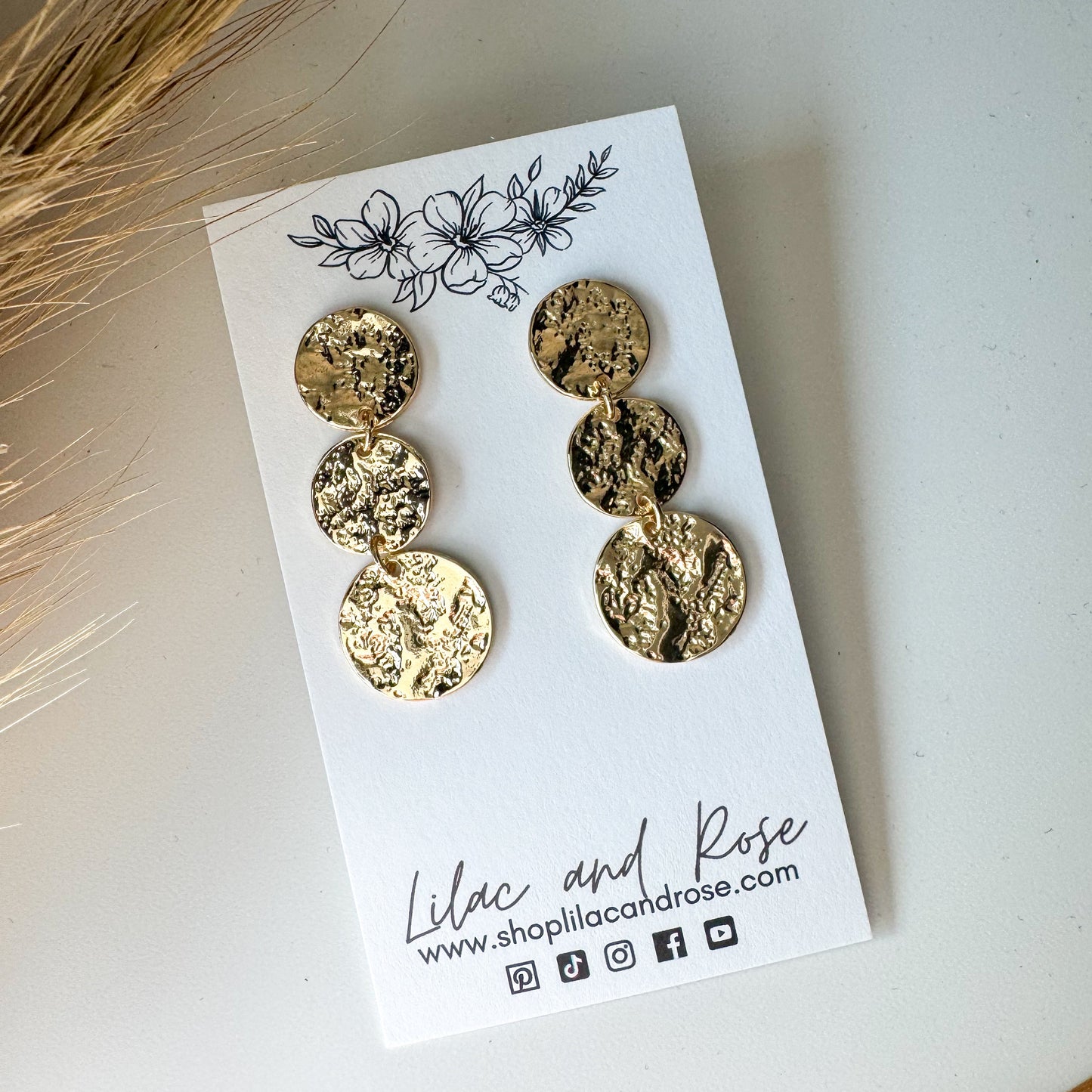 ✨ Triple Metallic Textured Coin Dangle Earrings
