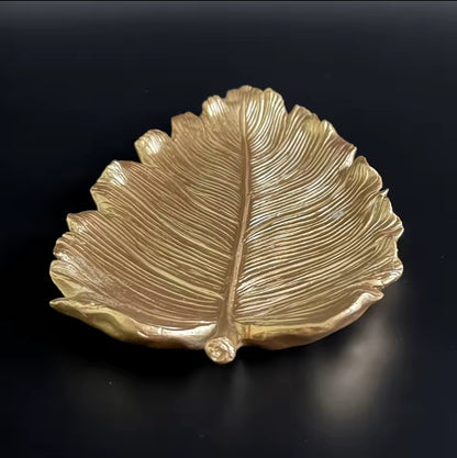 gold leaf shaped jewelry dish Lilac and Rose