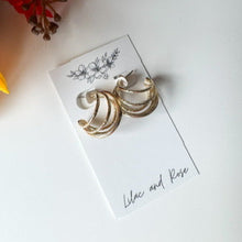 Load image into Gallery viewer, textured metallic layered hoop earrings mixed metal statement jewelry
