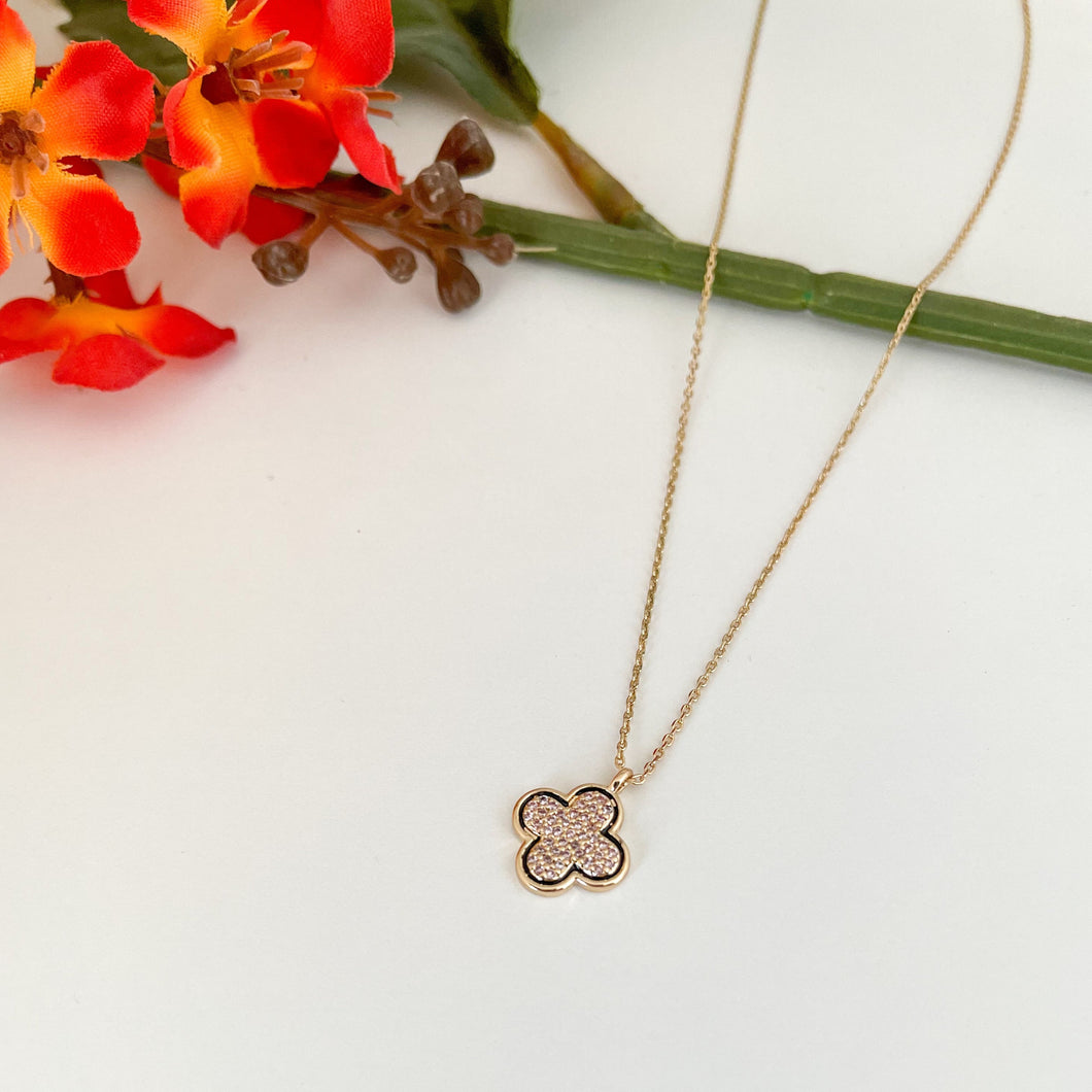 Rhinestone Clover Necklace