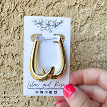 Load image into Gallery viewer, statement hoops oversized curved design modern jewelry
