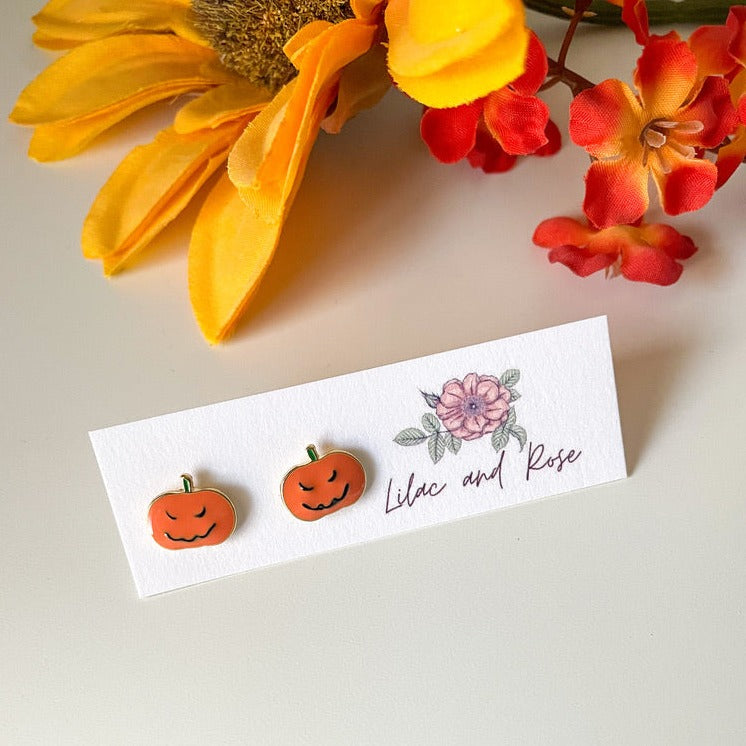 Jack-O’-Lantern stud earrings Halloween jewelry
