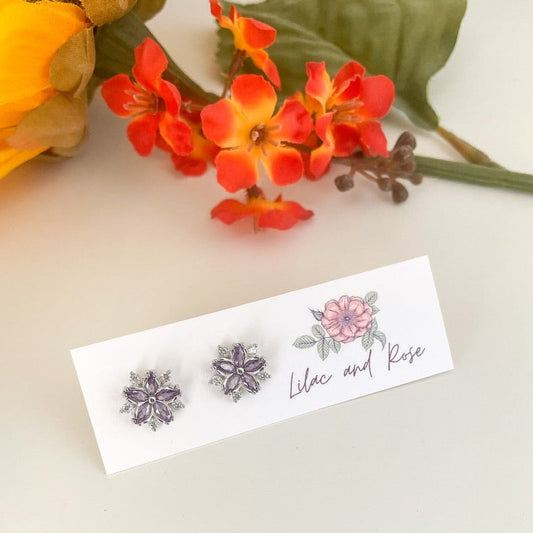 CZ snowflake stud earrings holiday sparkle