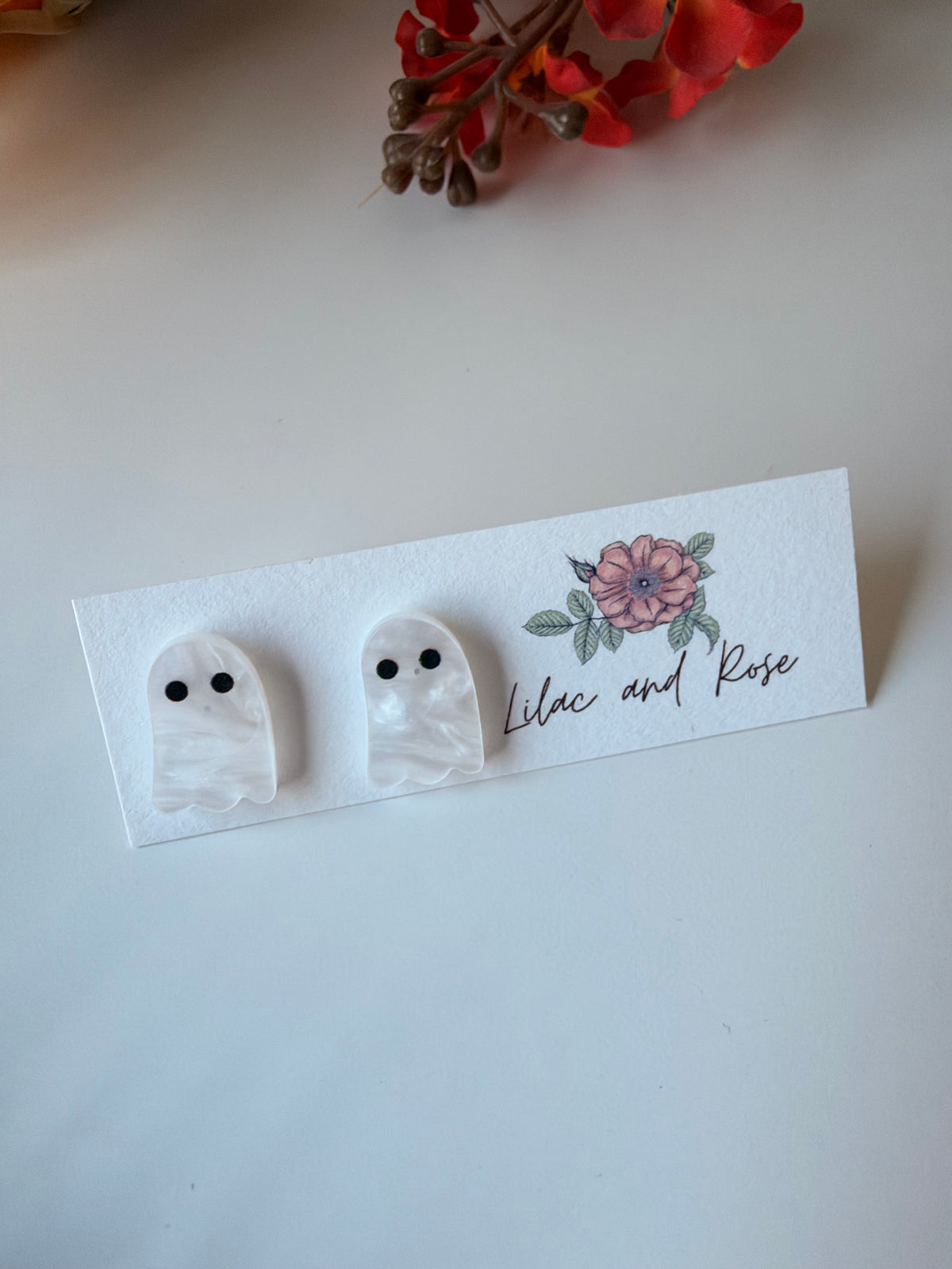 Shimmery Ghost Stud Earrings