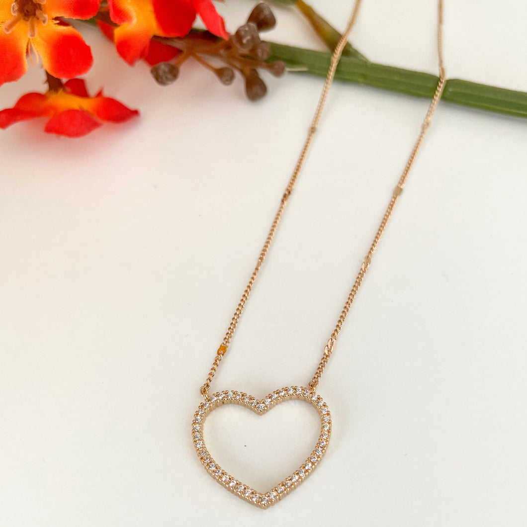 CZ Heart Outline Necklace