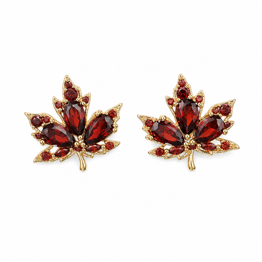 ✨ Red Maple Leaf Stud Earrings – Autumn-Inspired Charm