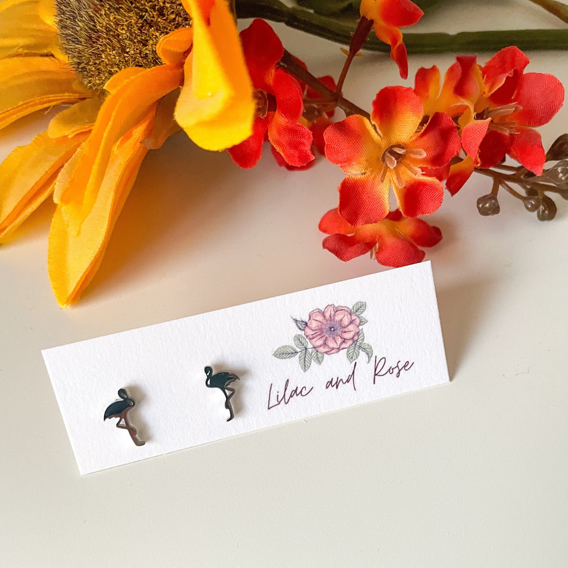 tiny flamingo studs hypoallergenic cute earrings