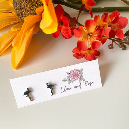 tiny flamingo studs hypoallergenic cute earrings