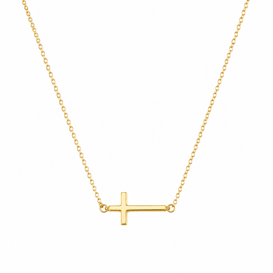 ✨ Sideways Cross Necklace – Minimal Faith Jewelry for Everyday Wear