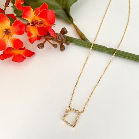 Arizona pave outline necklace CZ Lilac and Rose