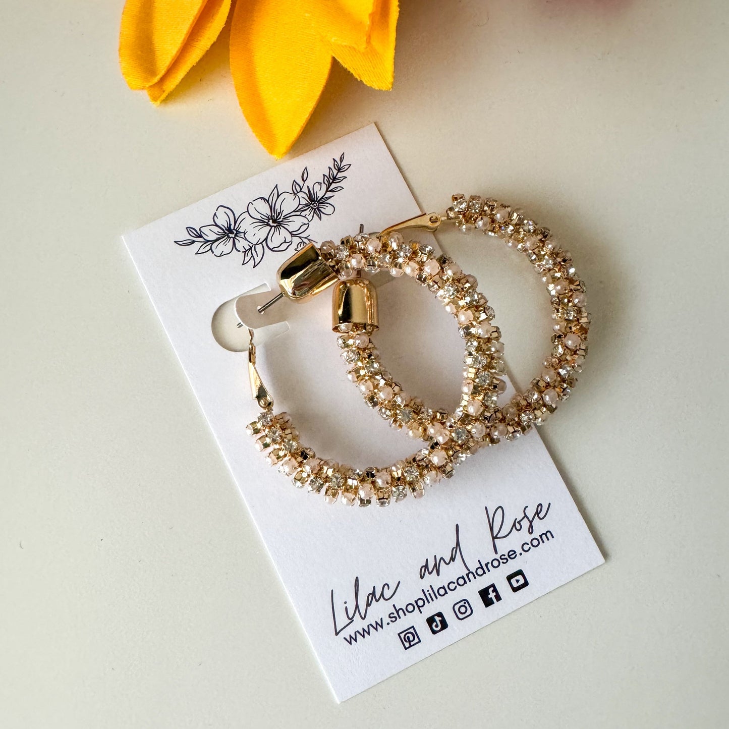 ✨ Rhinestone Pearl Circle Hoop Earrings
