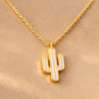 ✨ White Striped Cactus Necklace