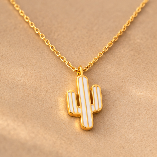 ✨ White Striped Cactus Necklace