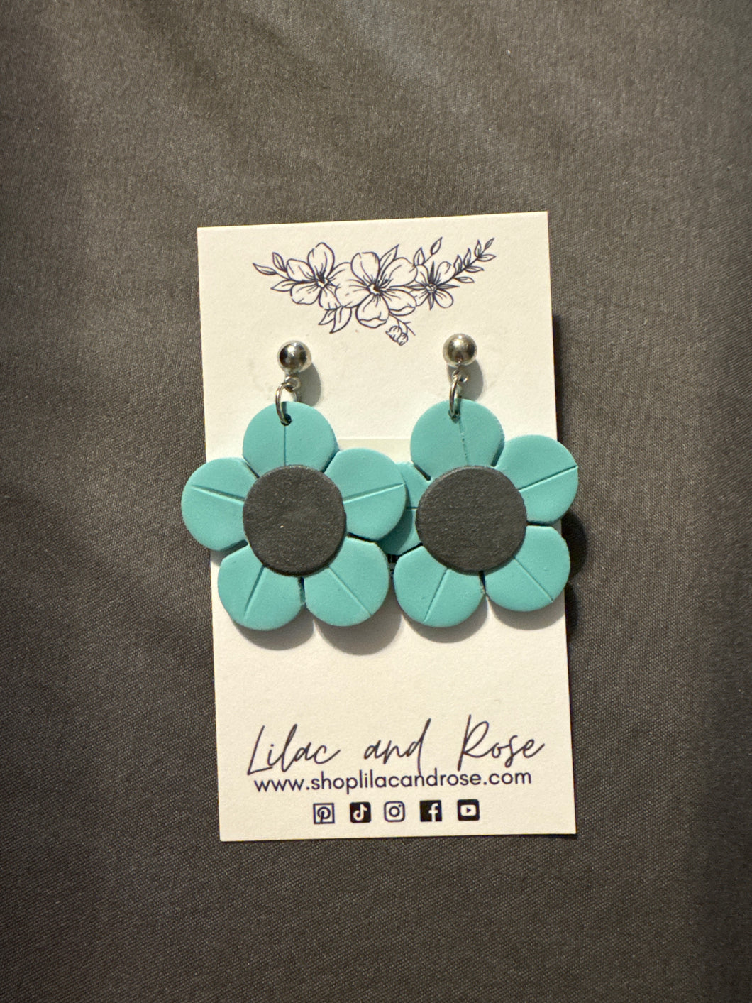 Teal Flower Earrings