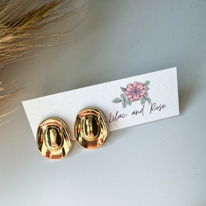 cowboy hat studs gold jewelry lightweight hypoallergenic